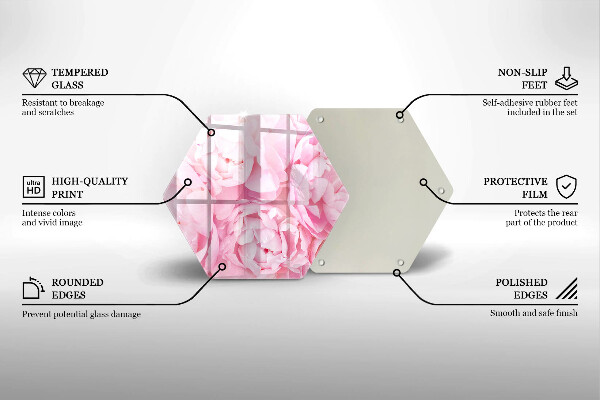 Tabla de cortar de vidrio Peonías delicadas