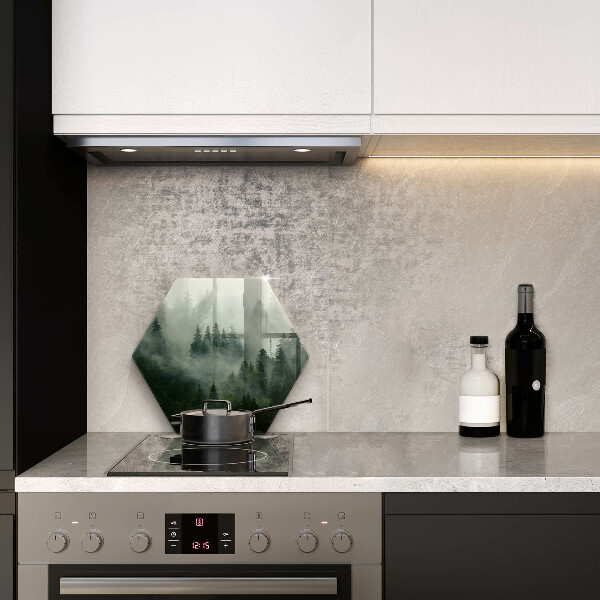 Tabla de cortar de vidrio Paisaje de bosque brumoso