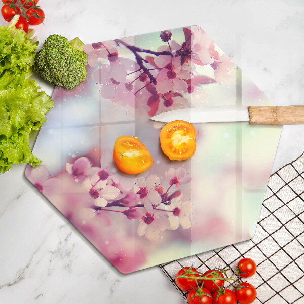 Tabla de cortar de vidrio Flores de manzana de la naturaleza