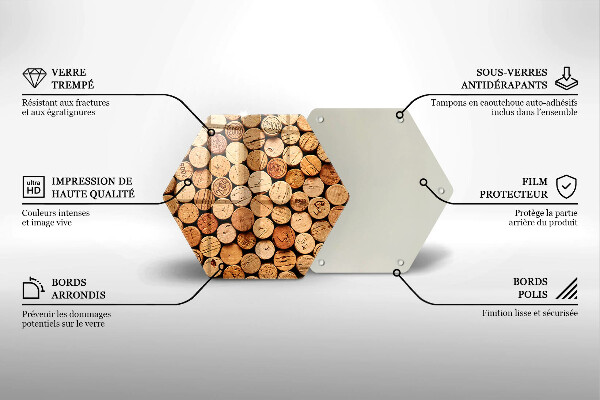 Tabla de cortar de vidrio Patrón de corchos de vino