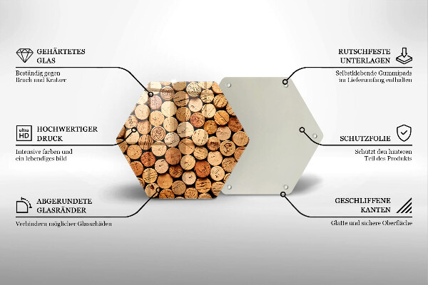 Tabla de cortar de vidrio Patrón de corchos de vino