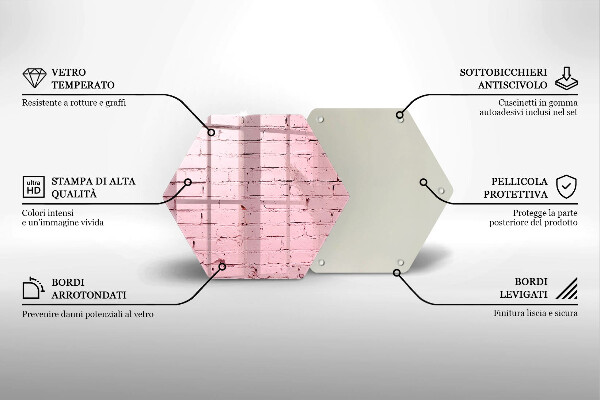 Tabla de cortar de vidrio Pared de ladrillos de colores pastel