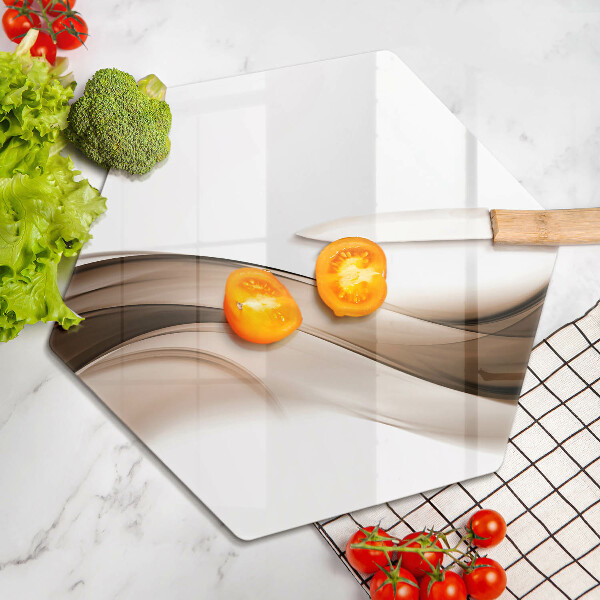 Tabla de cortar de vidrio Líneas marrones abstractas