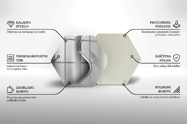 Tabla de cortar de vidrio Metal plateado abstracto