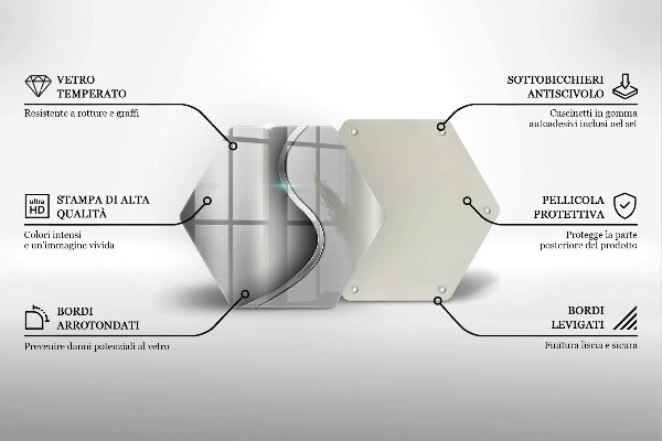 Tabla de cortar de vidrio Metal plateado abstracto