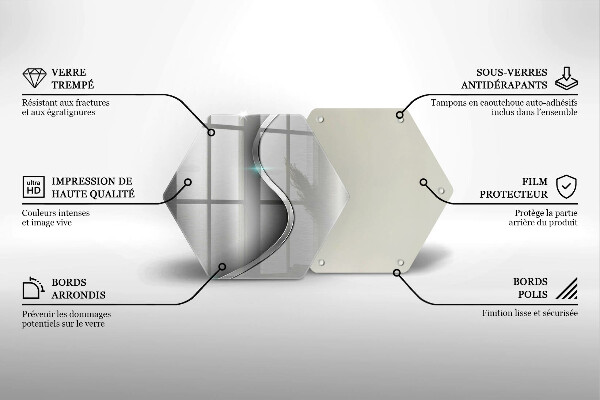 Tabla de cortar de vidrio Metal plateado abstracto