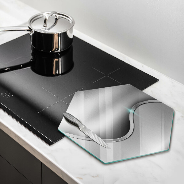 Tabla de cortar de vidrio Metal plateado abstracto