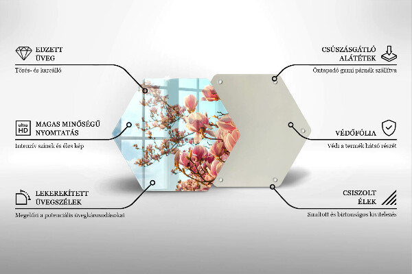 Tabla de cortar de vidrio Árbol de flores rosadas