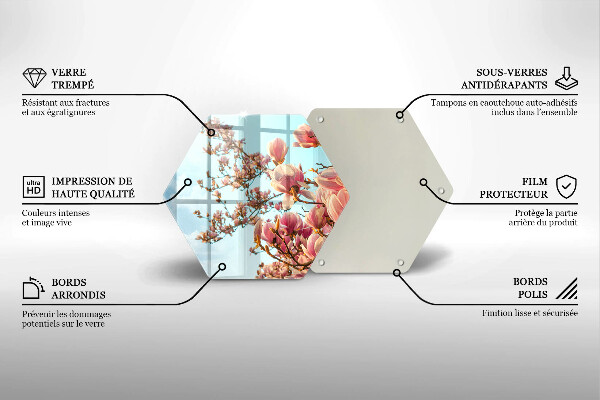 Tabla de cortar de vidrio Árbol de flores rosadas