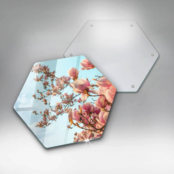 Tabla de cortar de vidrio Árbol de flores rosadas