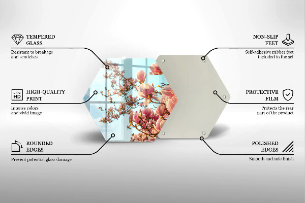 Tabla de cortar de vidrio Árbol de flores rosadas
