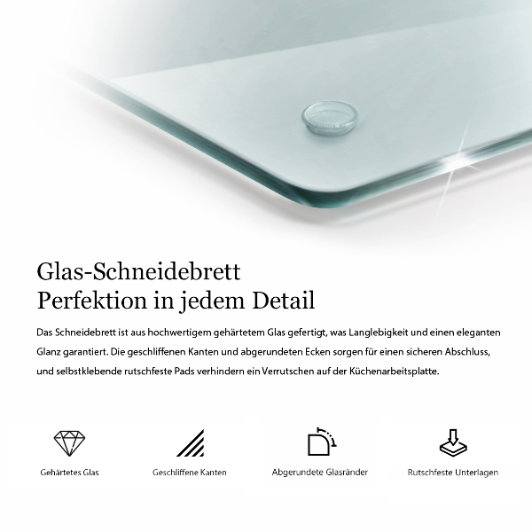 Tabla de cortar de vidrio transparente de 2x30x52 cm
