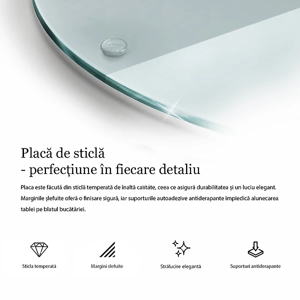 Plato de vidrio templado transparente de 30 cm