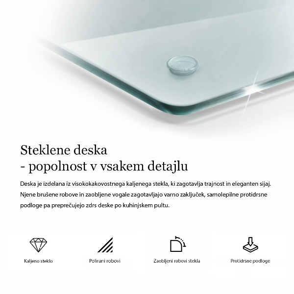 Tabla de cortar de vidrio transparente 52x30 cm