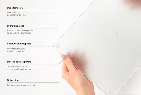 Tabla de cortar de vidrio de 52 x 30 cm