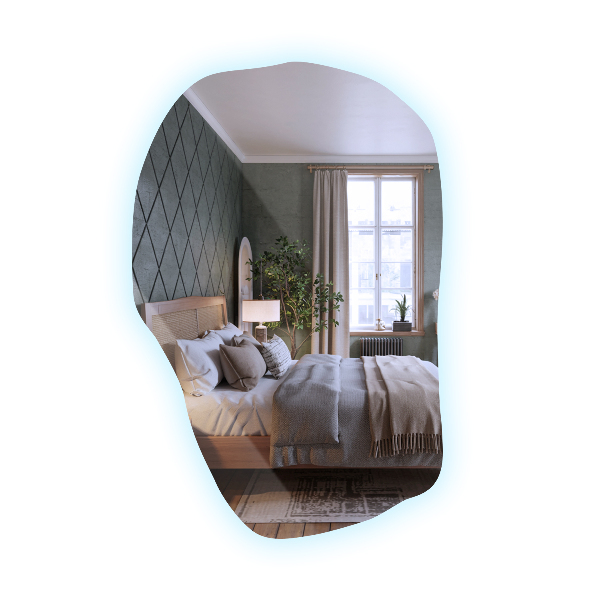 Espejo organico con luz led único 100x65 cm