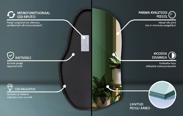 Espejo con forma original led moderno 80x52 cm