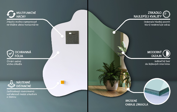 Espejo mancha irregular 48x48 cm