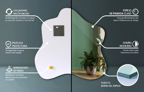 Espejo mancha irregular 68x67 cm