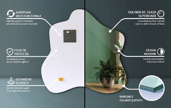 Espejo mancha irregular 77x77 cm