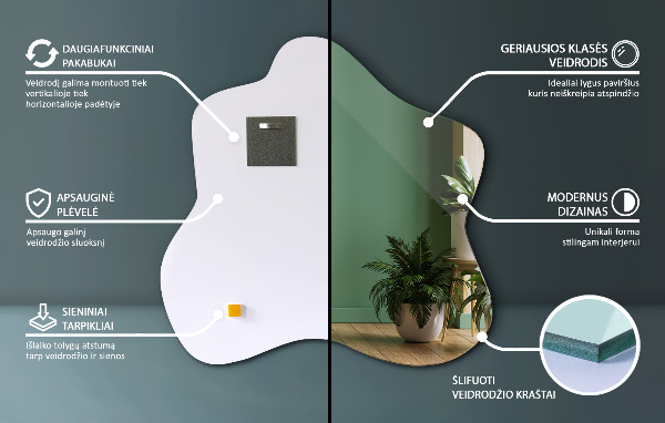 Espejo mancha irregular 77x77 cm