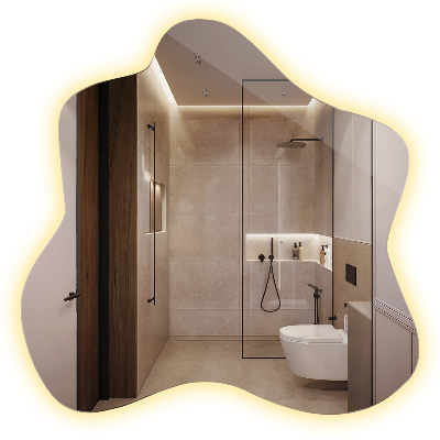 Espejo mancha led con formas 58x58 cm