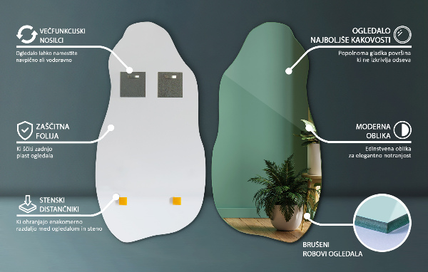 Espejo irregular accesorio de estilo sin marco 45x90