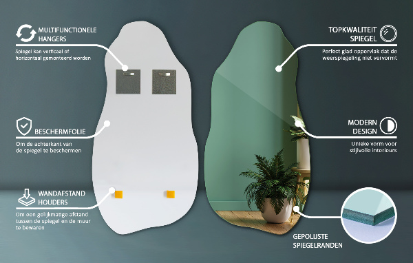 Espejo irregular accesorio de estilo sin marco 45x90