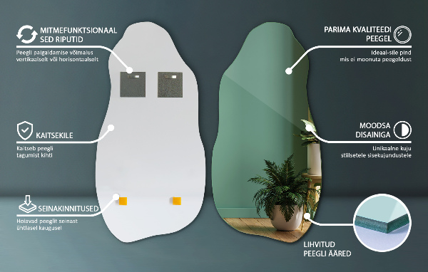 Espejo irregular accesorio de estilo sin marco 45x90