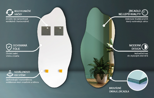 Espejo irregular sin marco 40x90 cm