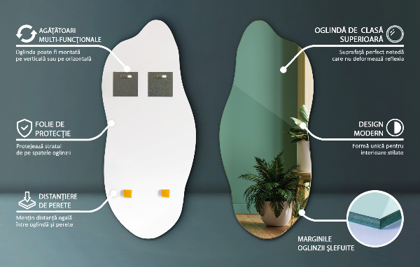 Espejo irregular sin marco 40x90 cm