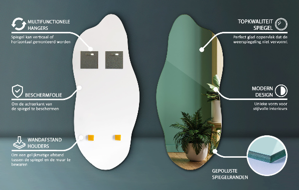 Espejo irregular sin marco 40x90 cm