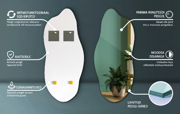 Espejo irregular sin marco 40x90 cm