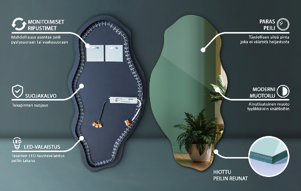 Espejo organico con luz led de moda 40x80 cm