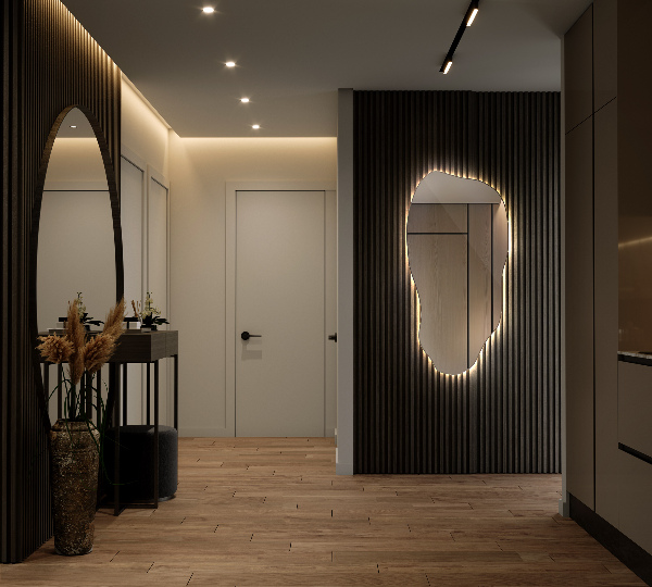 Espejo organico con luz led elegante 40x80 cm