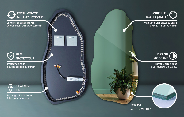 Espejo organico con luz led elegante 40x80 cm