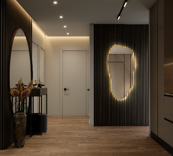 Espejo organico con luz led minimalista 45x90 cm