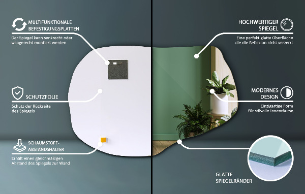 Espejo con formas decorativo 70x46 cm