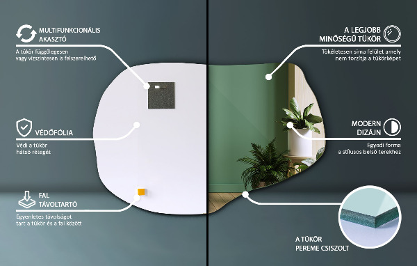 Espejo irregular sin marco 80x52 cm