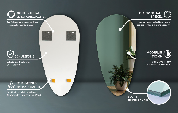 Espejo lagrima sin marco 35x70 cm