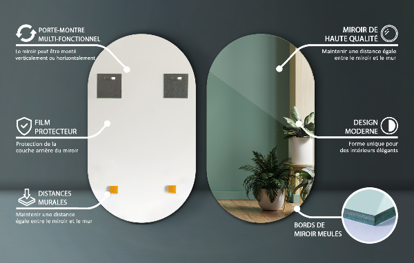 Espejo ovalado sin marco 40x70 cm