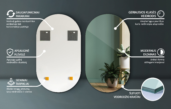 Espejo ovalado sin marco 46x80 cm