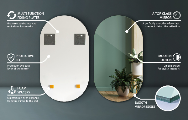 Espejo ovalado sin marco 46x80 cm
