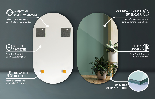 Espejo ovalado moderno sin marco 52x90 cm