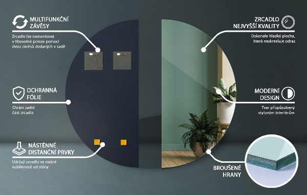 Espejo semicirculo sin marco 30x60 cm