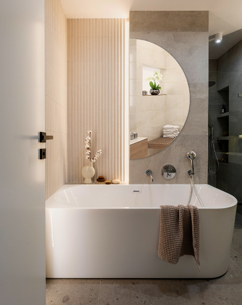 Espejo decorativo semicircular sin marco 50x100 cm