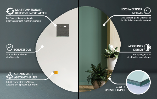 Espejo organico para pared sin marco 67,6x67 cm