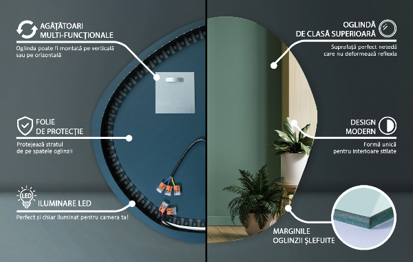 Espejo con forma original led 68x67 cm