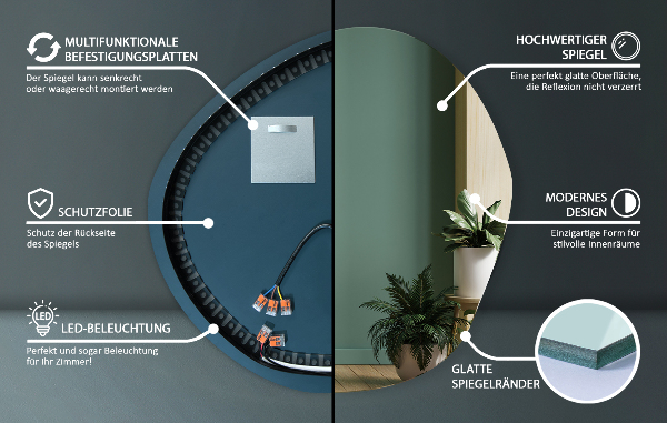 Espejo led con formas 87x86 cm