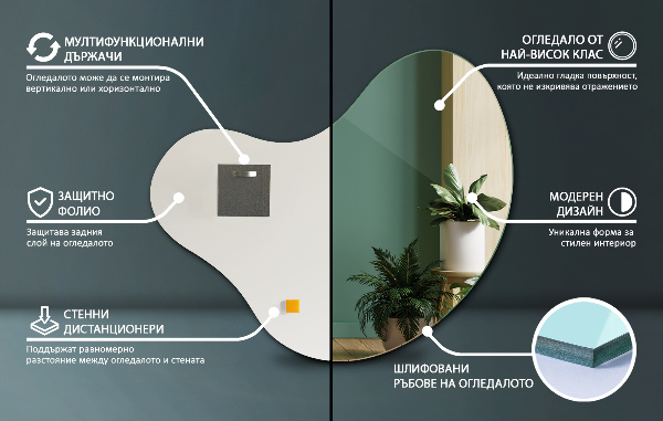 Espejo con forma original sin marco 58x58 cm